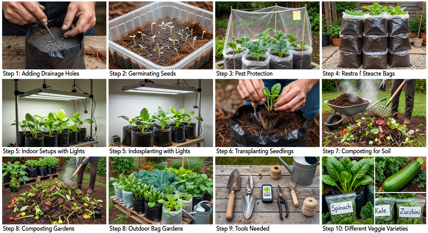 Seeds germinating in small plastic bags